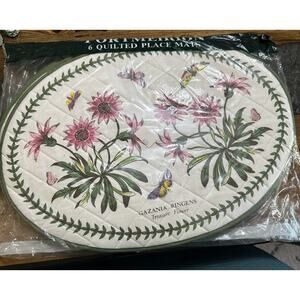 Vintage Portmerion Botanic Garden Quilted Placemats Set of 6 RARE 1980s NIB